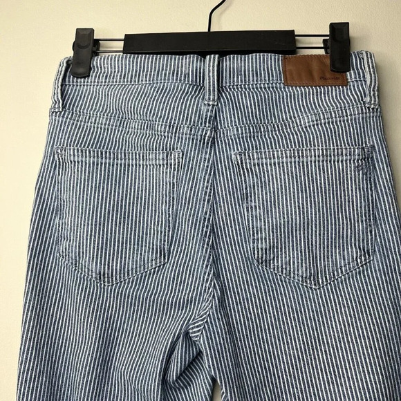 Madewell Women's 9" Mid-Rise Skinny Jeans Size 25 in Blue White Piper Stripe EUC - Picture 7 of 11